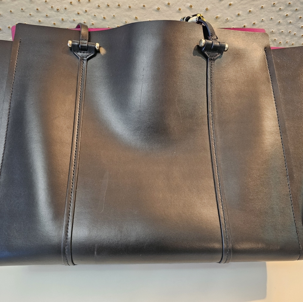 Kate Spade Arbor Hill Kyra Black Pink Leather Handbag Top Handle Tote - Picture 3 of 16